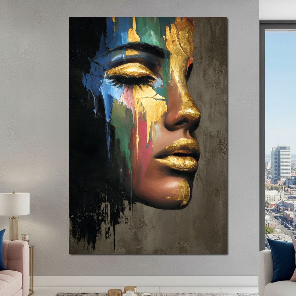 Tablou Canvas Premium, LuxCanva® G1239, Lumina din Tine, Vis, Aur, Chip, Reflexie, Suspin, Lumina, Lacrimi, Stralucire, Metamorfoza, Dualitate, Femeie, Timp, Fragilitate, Salon, Living, Dormitor