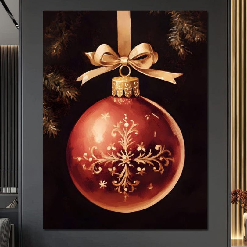 Tablou Canvas Premium, LuxCanva® D1079, Simbol Regal, Rosu, Festiv, Funda, Aurie, Traditie, Ornament, Detaliu, Lux, Povestire, Anotimp, Frig, Brad, Eleganta, Impodobit, Camera Copil, Living, Dormitor