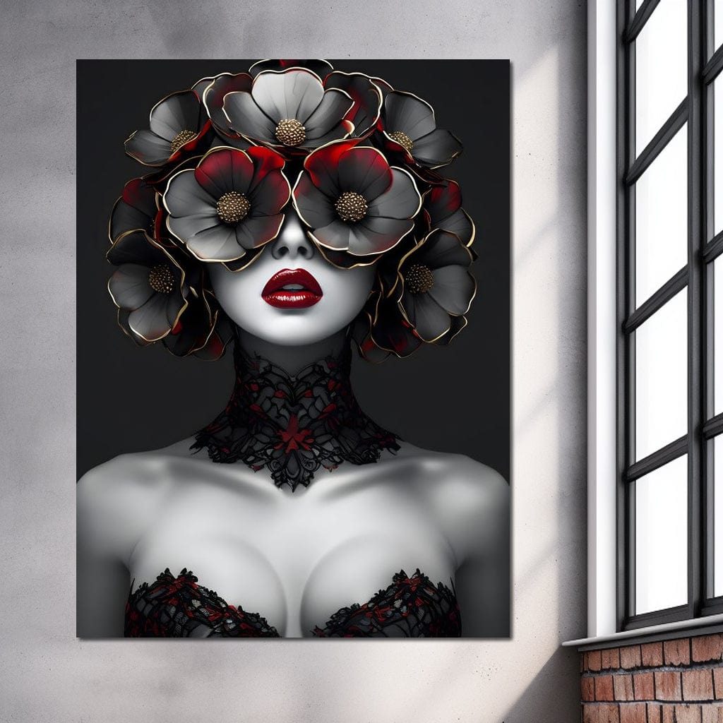 Tablou Canvas Premium LuxCanva® G1040, Senzualitate Gotica , Masca, Florala, Intunecat, Mister, Pasiune, Dramatic, Dantela Living, Dormitor