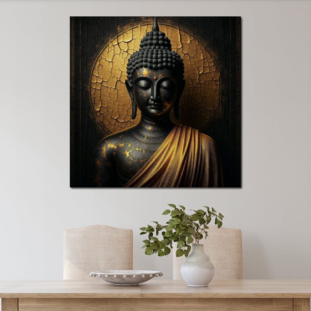 Tablou Canvas Premium LuxCanva® I131, Iluminarea Tacuta, Buddha, Zen, Spiritualitate, Meditatie, Armonie, Iluminare, Echilibru, Gold, Cadou Simbolic, Living, Dormitor