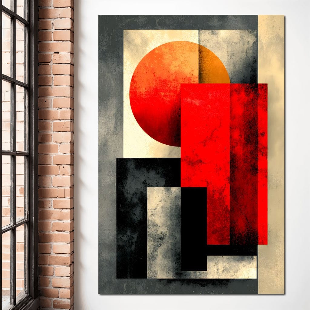 Tablou Canvas Premium, LuxCanva® J1030, Granite Arse, Cladire, Soare, Ziduri, Solar, Constructie, Rosu, Negru, Impact, Abstract, Artist, Arhitectura, Living, Dormitor