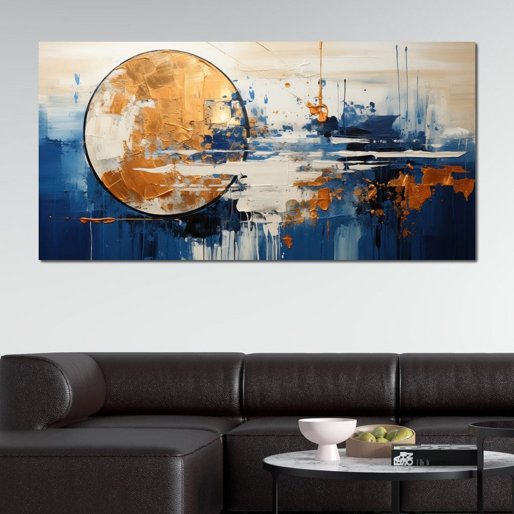 Tablou Canvas Premium, LuxCanva® J1017, Luna in Lumina Noptii, Apa, Astral, Orizont, Cosmic, Univers, Linii, Marin, Simbolism, Oniric, Lumina, Reflexii, Living, Dormitor