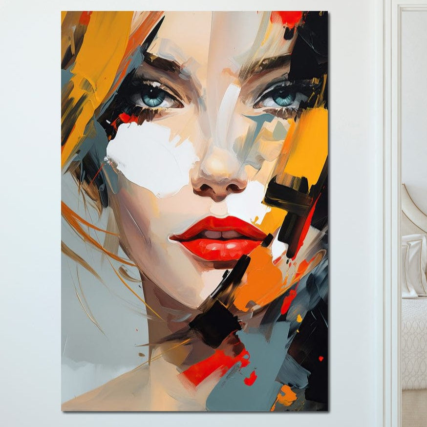 Tablou Canvas Premium, LuxCanva® G1204, Frumusete Cromatica, Vibratie, Chip, Femeie, Fractura, Portret, Urban, Artistic, Feerie, Expozitie, Pictor, Energie, Colorat, Birou, Living, Dormitor