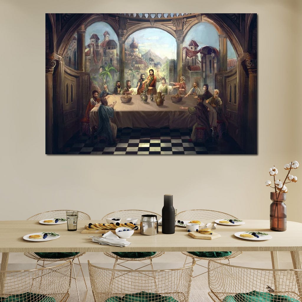 Tablou Canvas Premium LuxCanva® H1023 Cina lui Hristos , Legamant, Iisus, Taina, Iubire, Apostoli, Armonie, Har, Divin, Mantuitor, Living, Dormitor