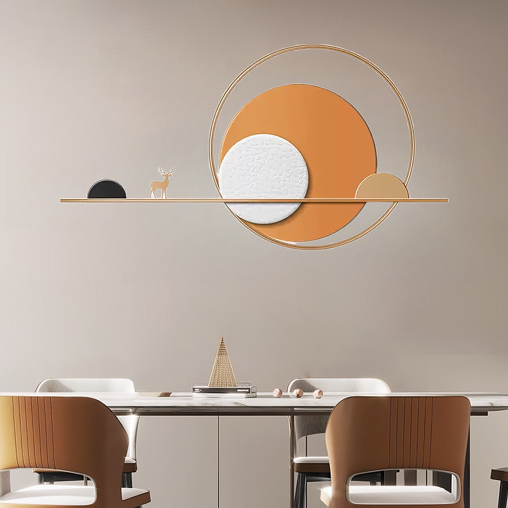 Tablou canvas cu decoratiune metalica de perete cu cercuri