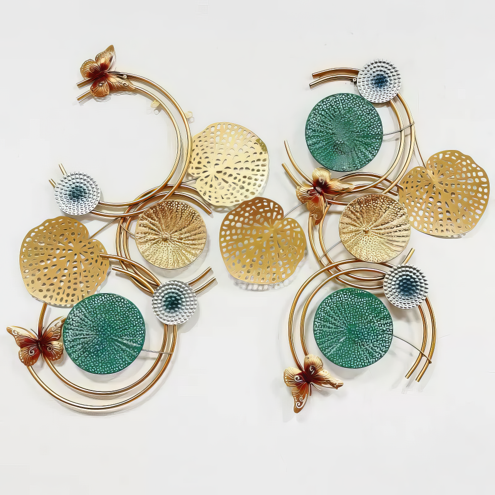 Decoratiune Metalica de Perete LuxCanva® Ocean Harmony A2136L, din Metal, Orizontala, Auriu, Turcoaz, Gri, Dimensiune Mare 157 x 57 cm