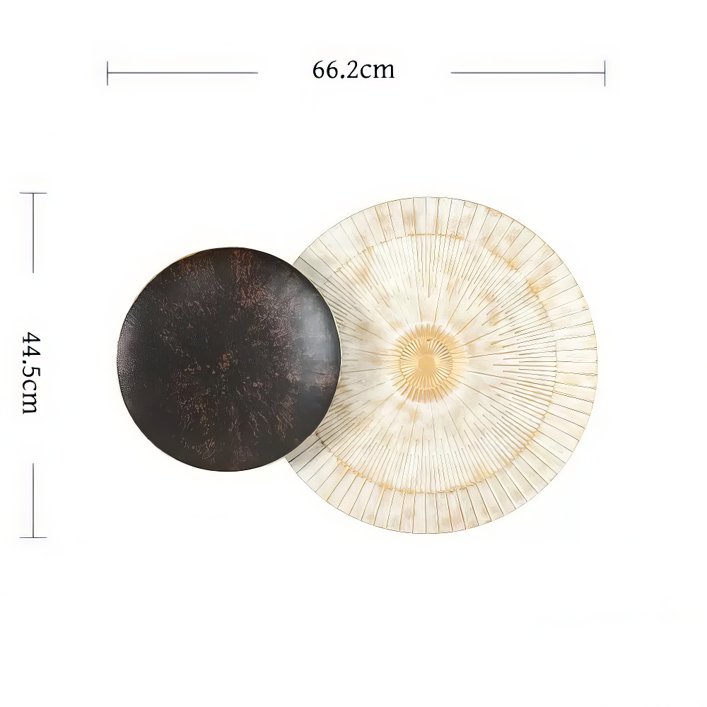 Set 2 Decoratiuni Metalice de Perete LuxCanva® Bronze Mirage A2284, din Metal, Orizontala, Negru, Auriu, Alb, Cupru, Dimensiune Mare 197 x 77 x 14 cm