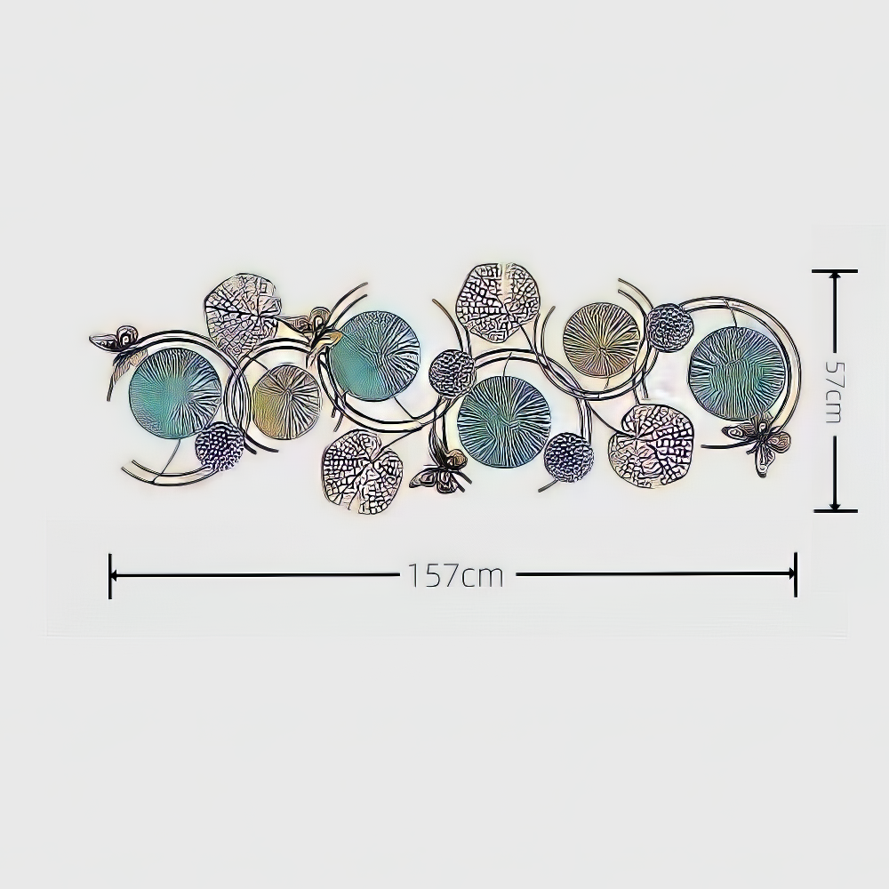 Decoratiune Metalica de Perete LuxCanva® Ocean Harmony A2136L, din Metal, Orizontala, Auriu, Turcoaz, Gri, Dimensiune Mare 157 x 57 cm