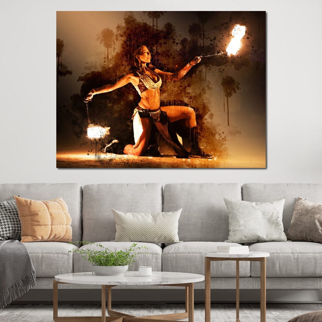 Tablou Canvas Premium, LuxCanva® G1086, Dansul Focului, Forta, Incendiar, Spectacol, Artist, Show, Circ, Arta, Flacari, Atmosfera, Living, Dormitor