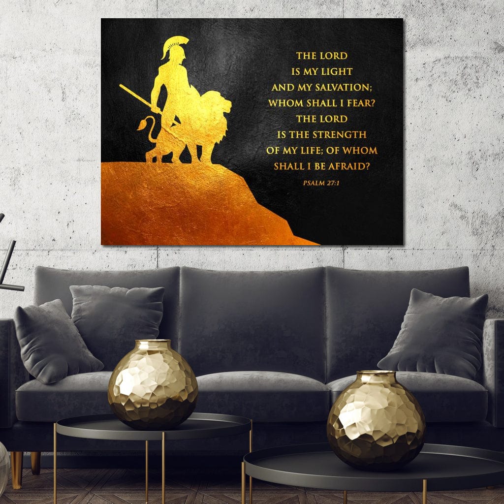Tablou Canvas Premium LuxCanva® F1030, Puterea Unui Razboinic , Salvare, Lumina, Divin, Luptator, Leu, Living Room, Birou, Culori vibrante