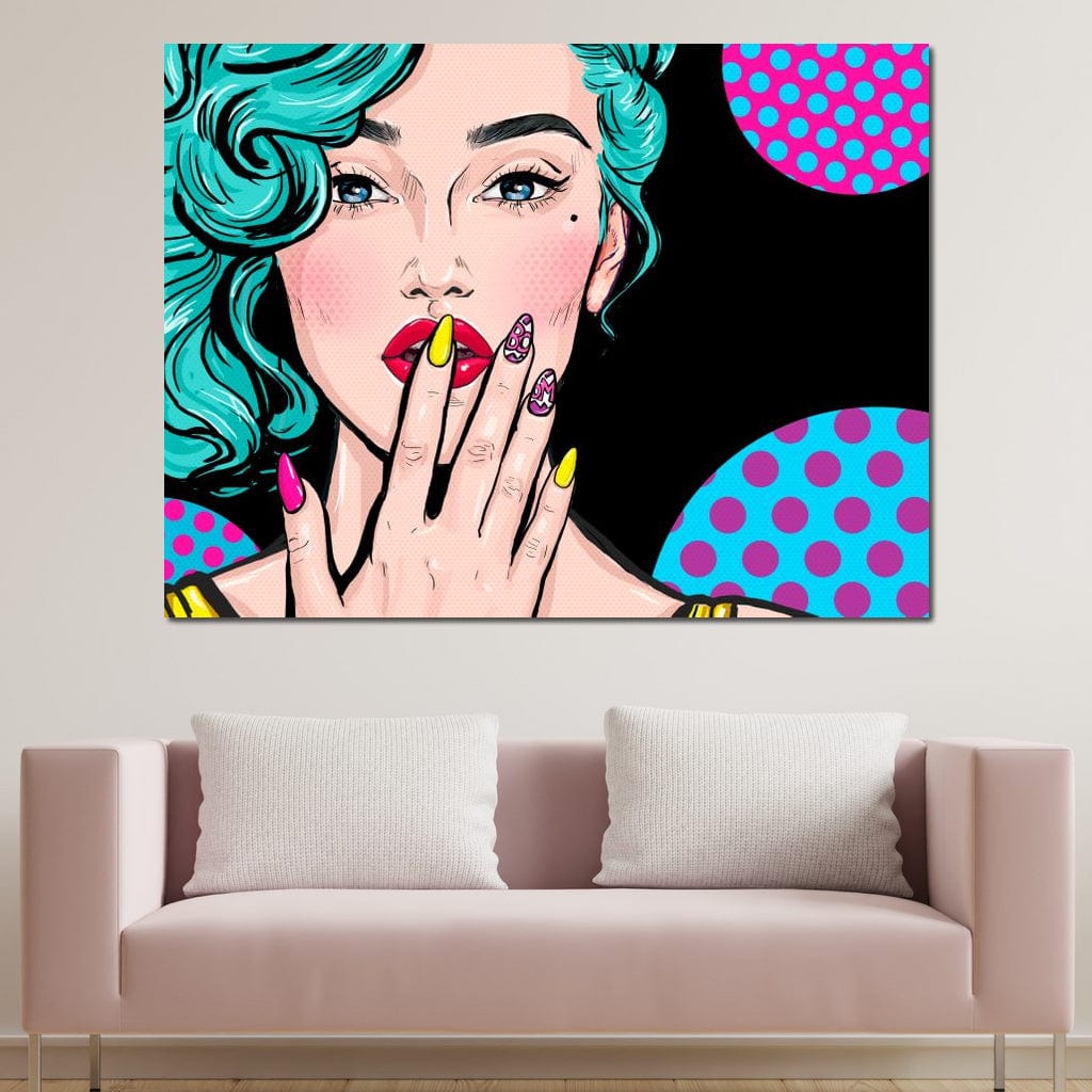 Tablou Canvas Premium, LuxCanva® G1077, Femeia Iconica, Glam, Unghii, Colorat, Surpriza, Retro, Atitudine, Pop Art, Viziune, Living, Dormitor