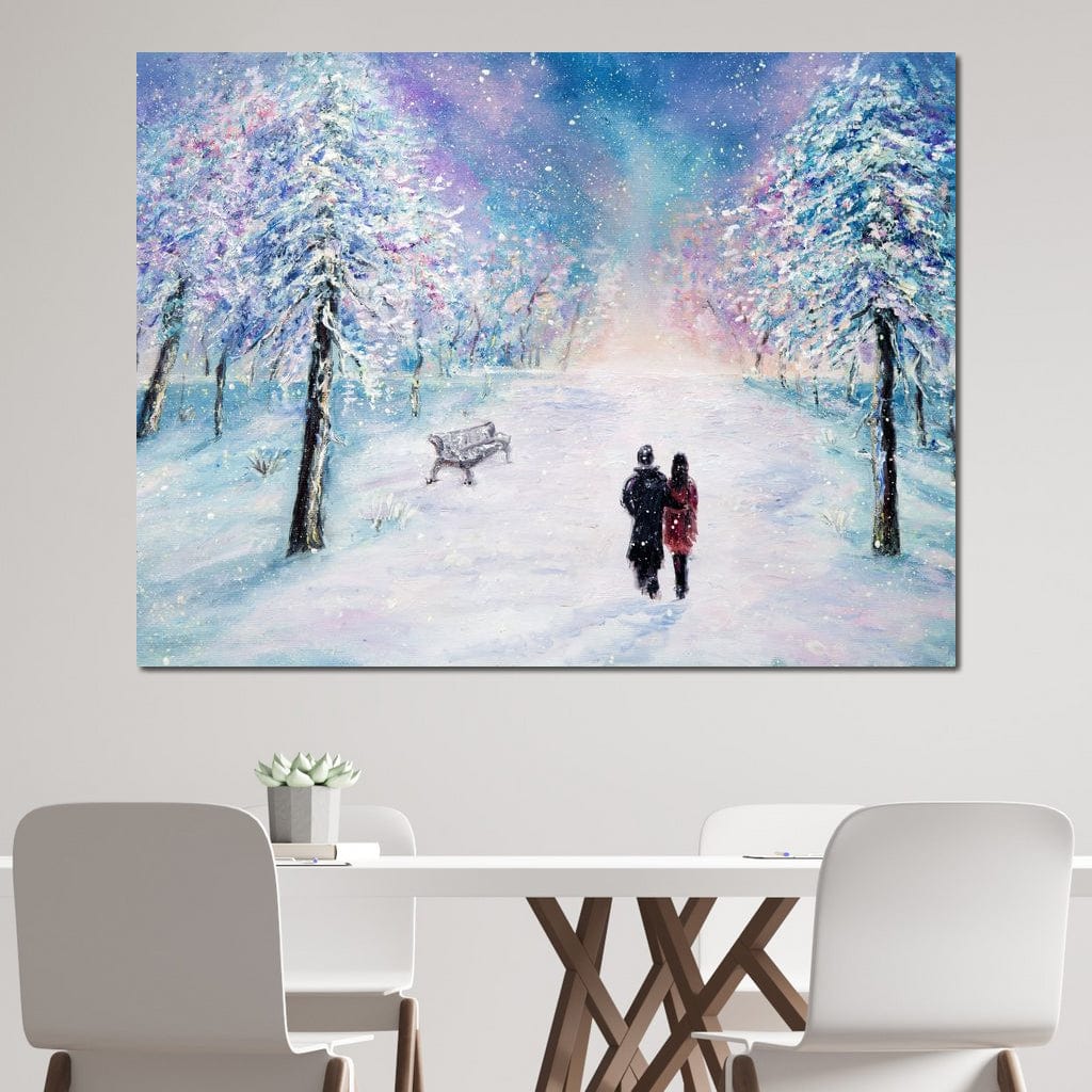 Tablou Canvas Premium LuxCanva® D1001, Plimbare de Iarna , Relaxare, Plimbare, Craciun, Alb, Parc, Zapada, Camera Copii, Dormitor