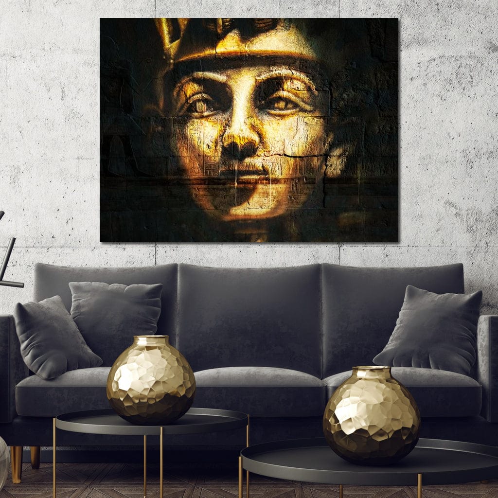 Tablou Canvas Premium, LuxCanva® O1051, Eternul Tutankhamon, Faraon, Privire, Egipt, Antic, Chip, Nil, Zei, Hieroglife, Istorie, Mister, Mitologie, Regalitate, Sacru, Simbolic, Birou, Living, Dormitor