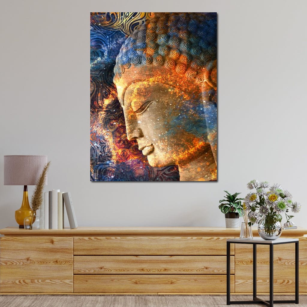 Tablou Canvas Premium LuxCanva® I108, Profilul lui Buddha, Zen, Liniste, Spiritualitate, Energie Interioara, Armonie, Meditatie, Cosmos, Profil, Univers, Living, Dormitor