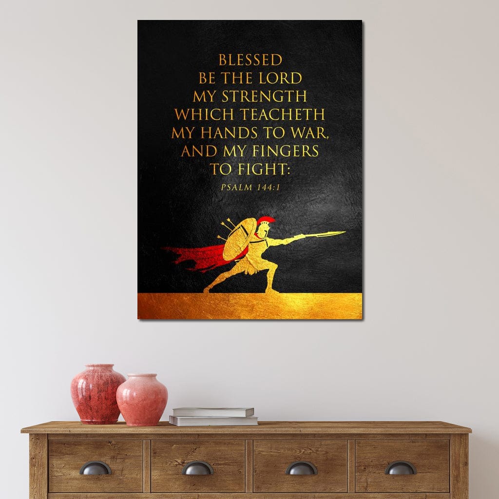 Tablou Canvas Premium LuxCanva® F1026, Curaj si Credinta , Biblic, Protectie, Razboi, Psalmi, Har, Living Room, Birou, Culori vibrante