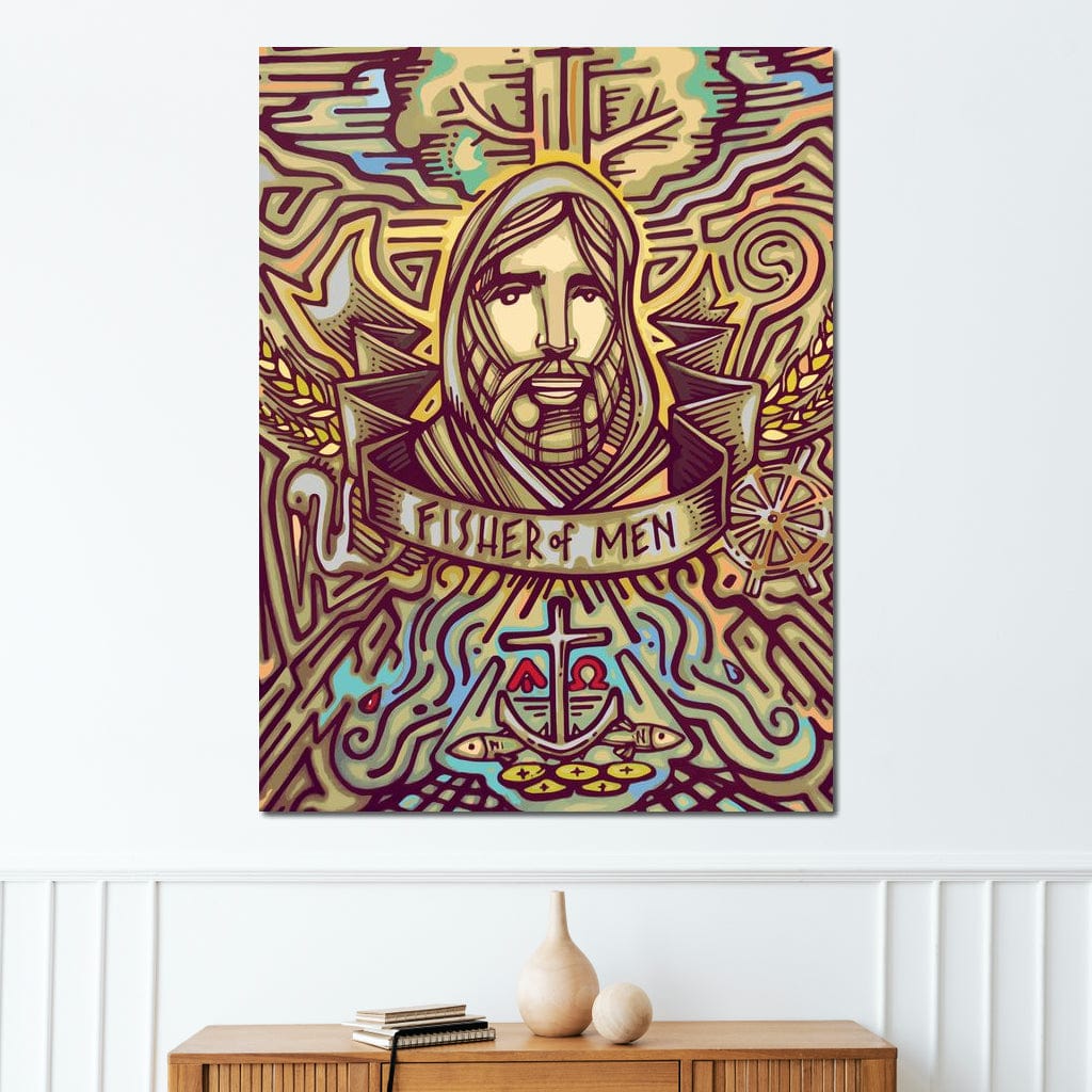 Tablou Canvas Premium LuxCanva® H1005, Iisus, Pastorul Oamenilor , Pescar, Icoana, Suflet, Speranta, Calauza, Ancora, Misticism, Religie, Living