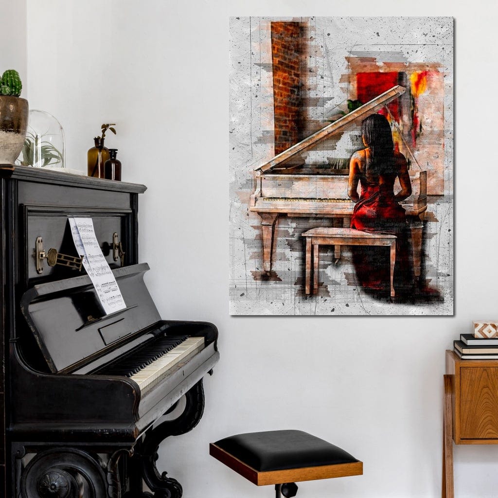 Tablou Canvas Premium LuxCanva® G1047, Pianista in Rosu