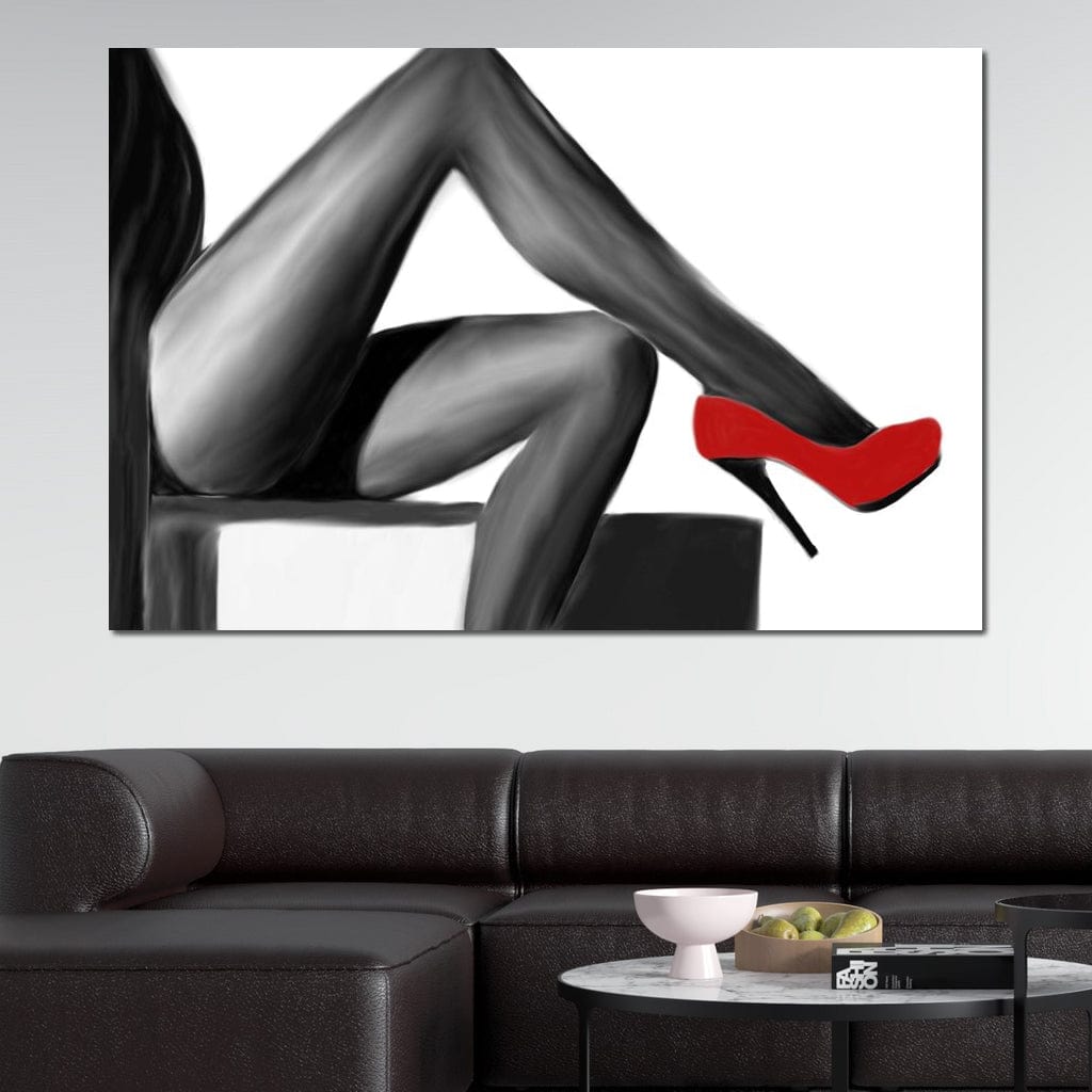 Tablou Canvas Premium LuxCanva® E1026, Stiletto Rosu, Pantofi, Tocuri, Feminitate, Seductie, Femeie, Living Room, Culori vibrante