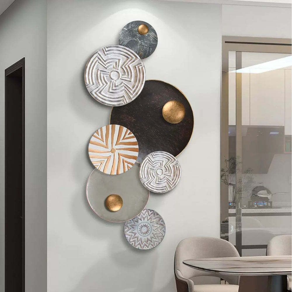 Decoratiune Metalica de Perete LuxCanva® Forged Spirit A2453, din Metal, Negru, Gold, Alb, Gri, Auriu, Dimensiune Mare 135 x 64 cm