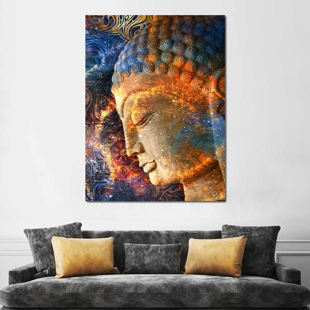 Tablou Canvas Premium LuxCanva® I108, Profilul lui Buddha, Zen, Liniste, Spiritualitate, Energie Interioara, Armonie, Meditatie, Cosmos, Profil, Univers, Living, Dormitor