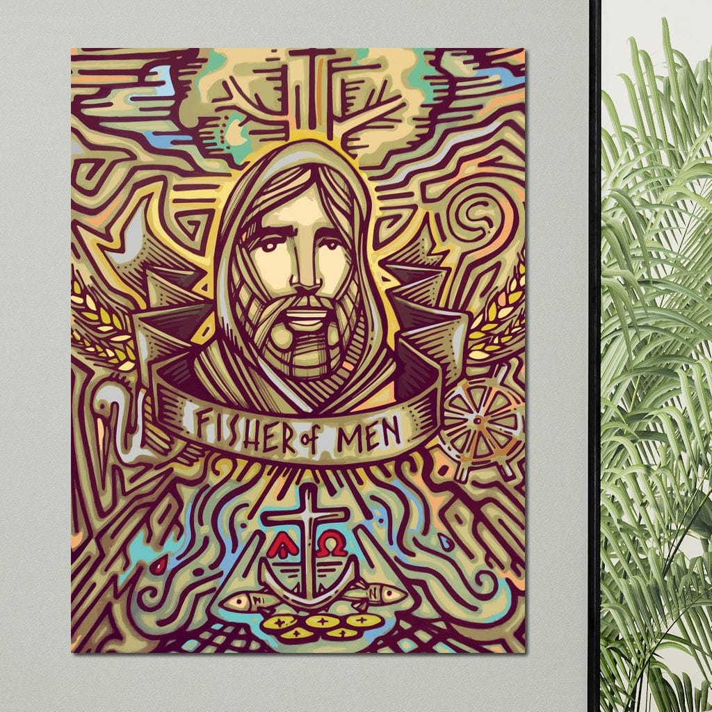 Tablou Canvas Premium LuxCanva® H1005, Iisus, Pastorul Oamenilor , Pescar, Icoana, Suflet, Speranta, Calauza, Ancora, Misticism, Religie, Living