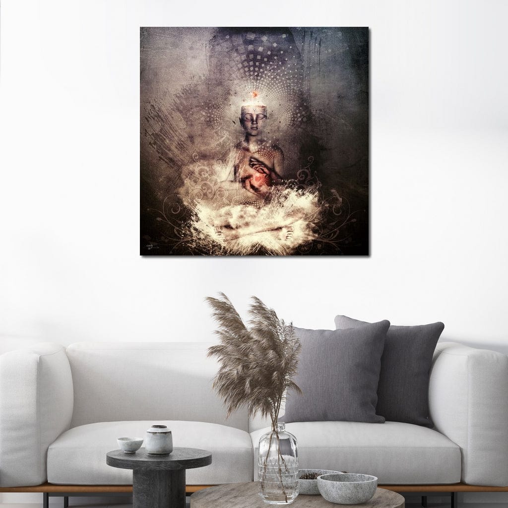 Tablou Canvas Premium LuxCanva® I119, Fiinta Cosmica, Buddha, Inima, Iluminare, Transcendenta, Pace Interioara, Esenta, Univers, Spiritualitate, Zen