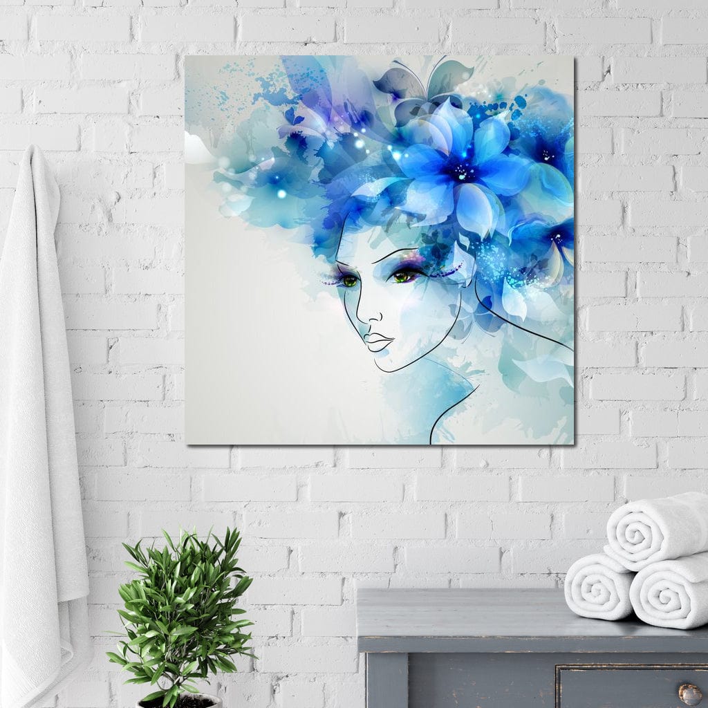 Tablou Canvas Premium, LuxCanva® G1082, Vis Albastru, Flori, Portret, Gratie, Nuanta, Rafinata, Delicatete, Podium, Fotomodel, Living, Dormitor