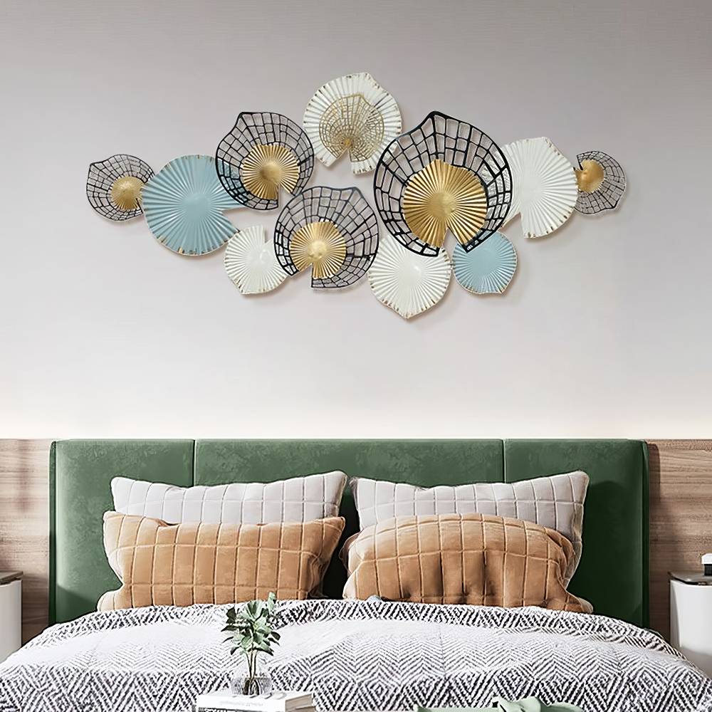 Decoratiune Metalica de Perete LuxCanva® Metal Shadows A2306, din Metal, Negru, Gold, Alb, Gri, Auriu, Dimensiune Mare 140 x 61 cm