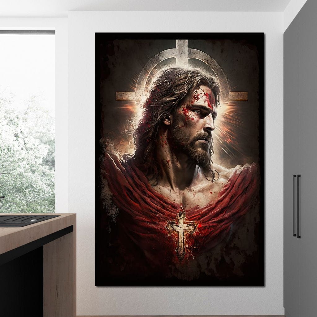 Tablou Canvas Premium LuxCanva® H1033, Jertfa Divina, Iisus, Credinta, Sacrificiu, Mantuire, Suferinta si Speranta, Martiriu, Biruinta, Arta Religioasa, Living, Dormitor