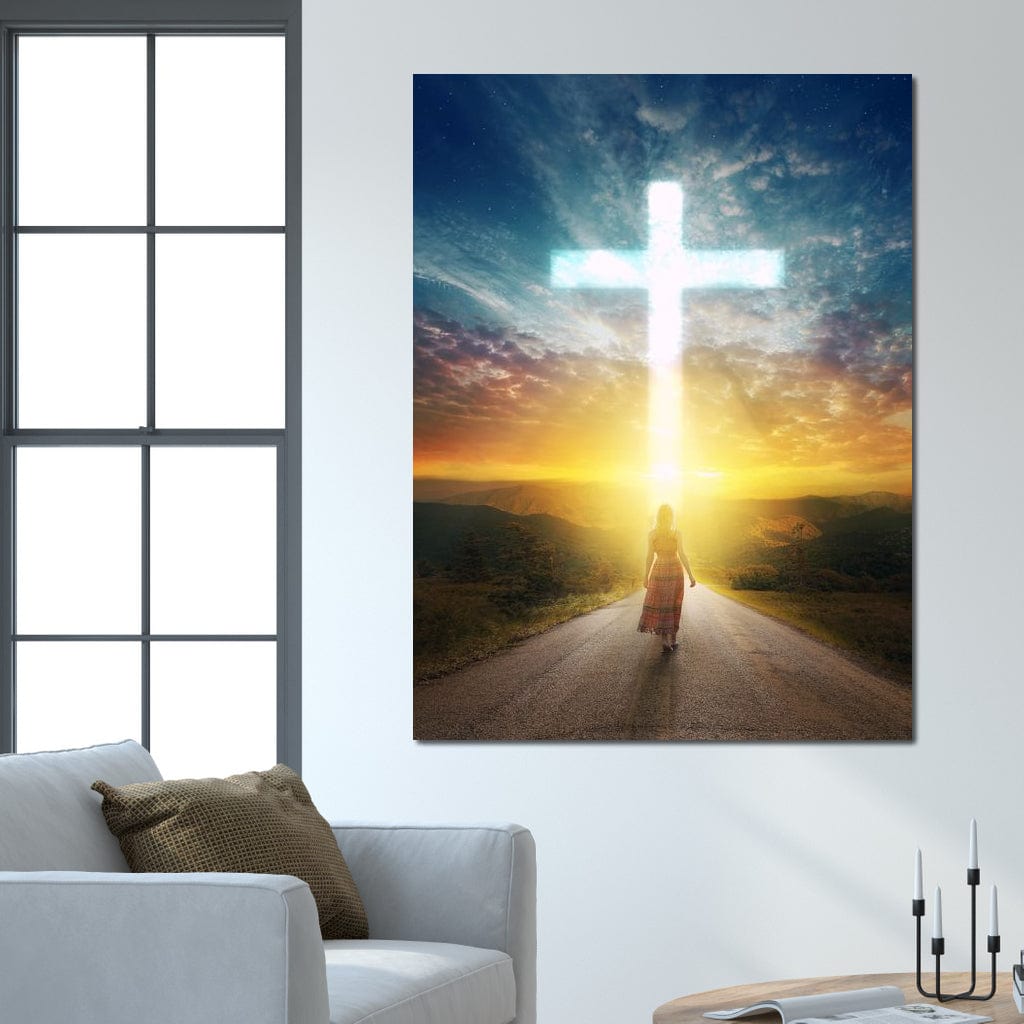 Tablou Canvas Premium LuxCanva® H1012, Drumul catre Lumina , Speranta, Drum, Lumina, Cruce, Pasi, Intalnire, Salvare, Pace, Vesnicie, Living, Dormitor