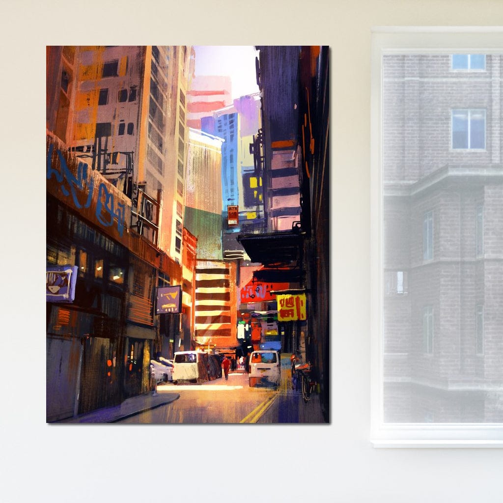 Tablou Canvas Premium, LuxCanva® O1029, Asia Misterioasa, Labirint, Oras, Flacari, Culoare, Alei, Viitor, Restaurant, Magazin, Beton, Reclame, Vacanta, Turism, Calatorie, Birou, Living, Dormitor