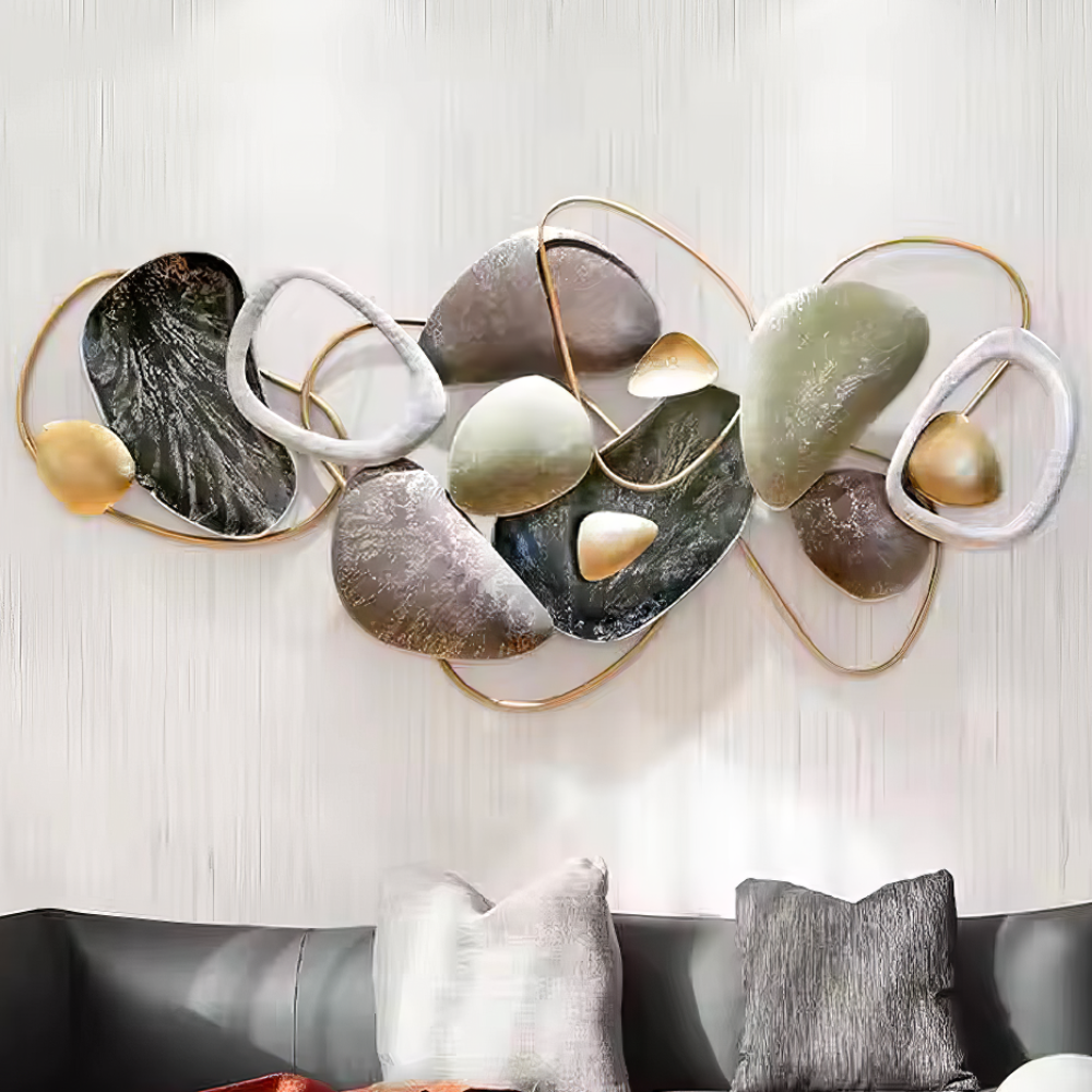 Tablou canvas cu decoratiune metalica abstracta de perete