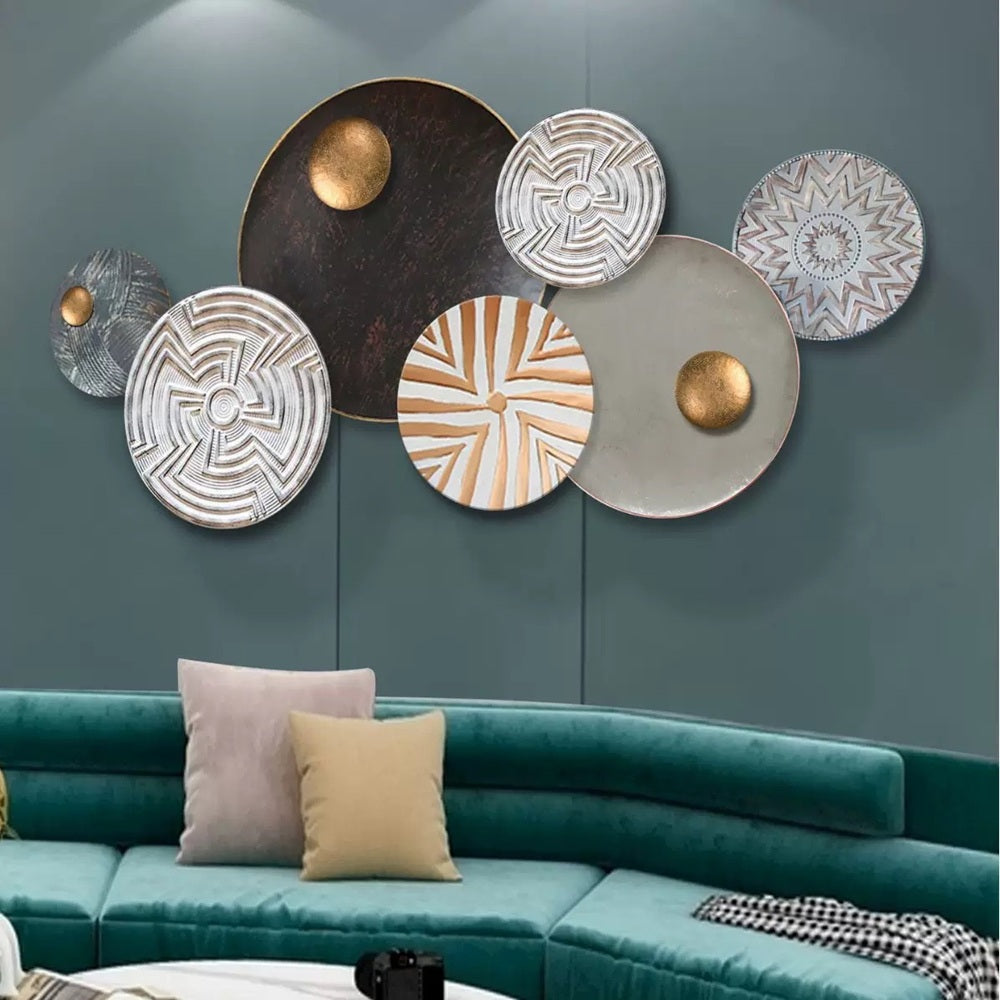 Decoratiune Metalica de Perete LuxCanva® Forged Spirit A2453, din Metal, Negru, Gold, Alb, Gri, Auriu, Dimensiune Mare 135 x 64 cm