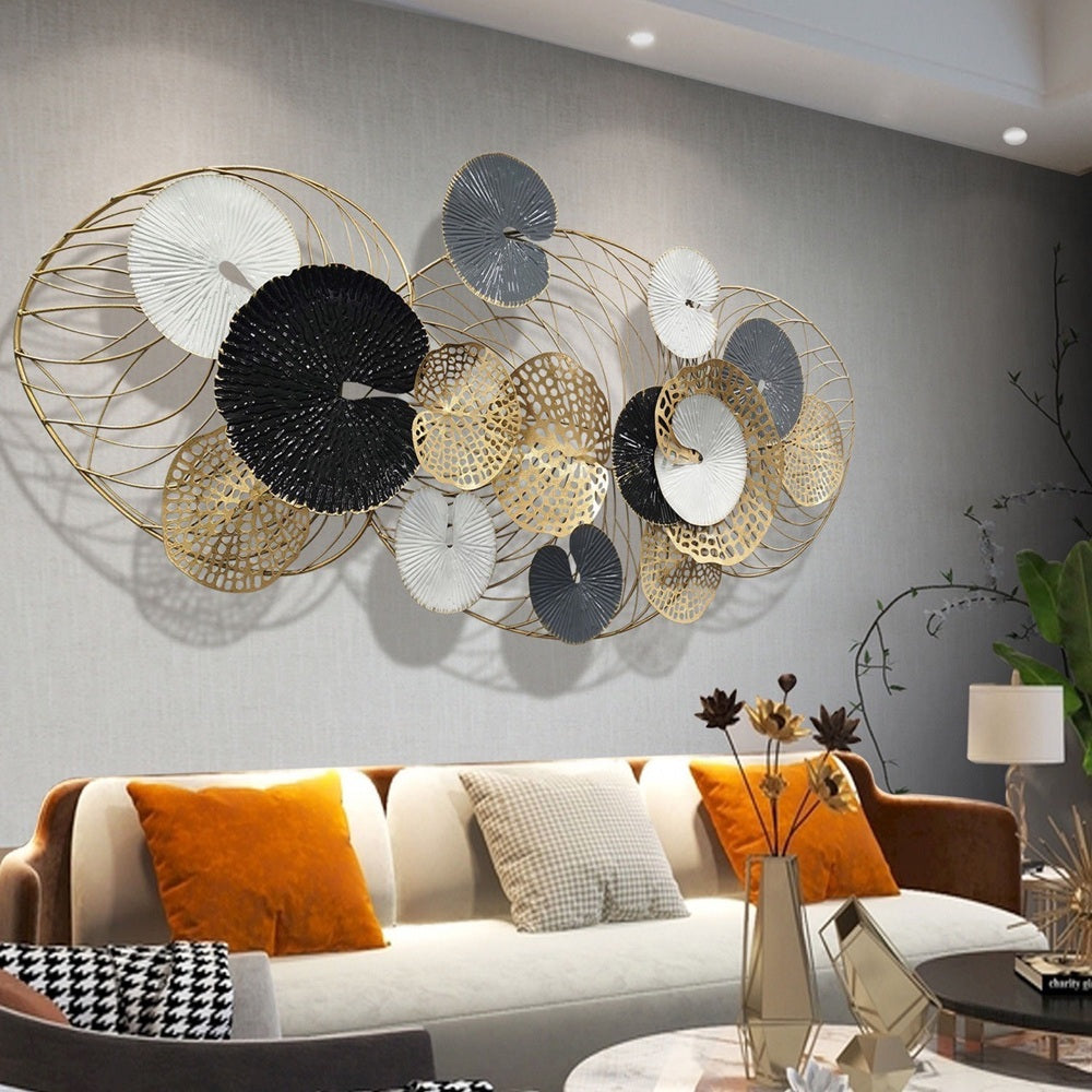 Decoratiune Metalica de Perete LuxCanva® Iron Essence A2026, din Metal, Negru, Gold, Alb, Gri, Auriu, Dimensiune Mare 125 x 55 cm