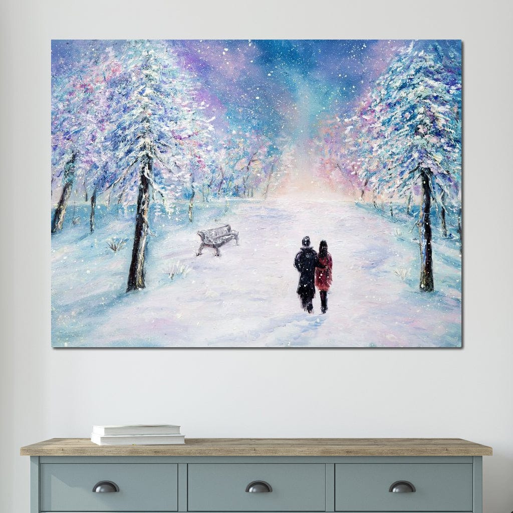Tablou Canvas Premium LuxCanva® D1001, Plimbare de Iarna , Relaxare, Plimbare, Craciun, Alb, Parc, Zapada, Camera Copii, Dormitor