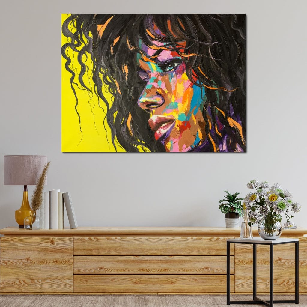 Tablou canvas decorativ cu pictura cu portret de femeie expresiva