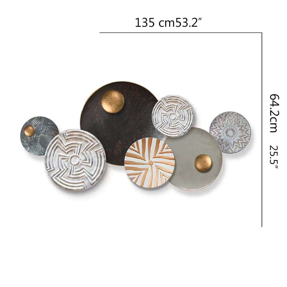 Decoratiune Metalica de Perete LuxCanva® Forged Spirit A2453, din Metal, Negru, Gold, Alb, Gri, Auriu, Dimensiune Mare 135 x 64 cm