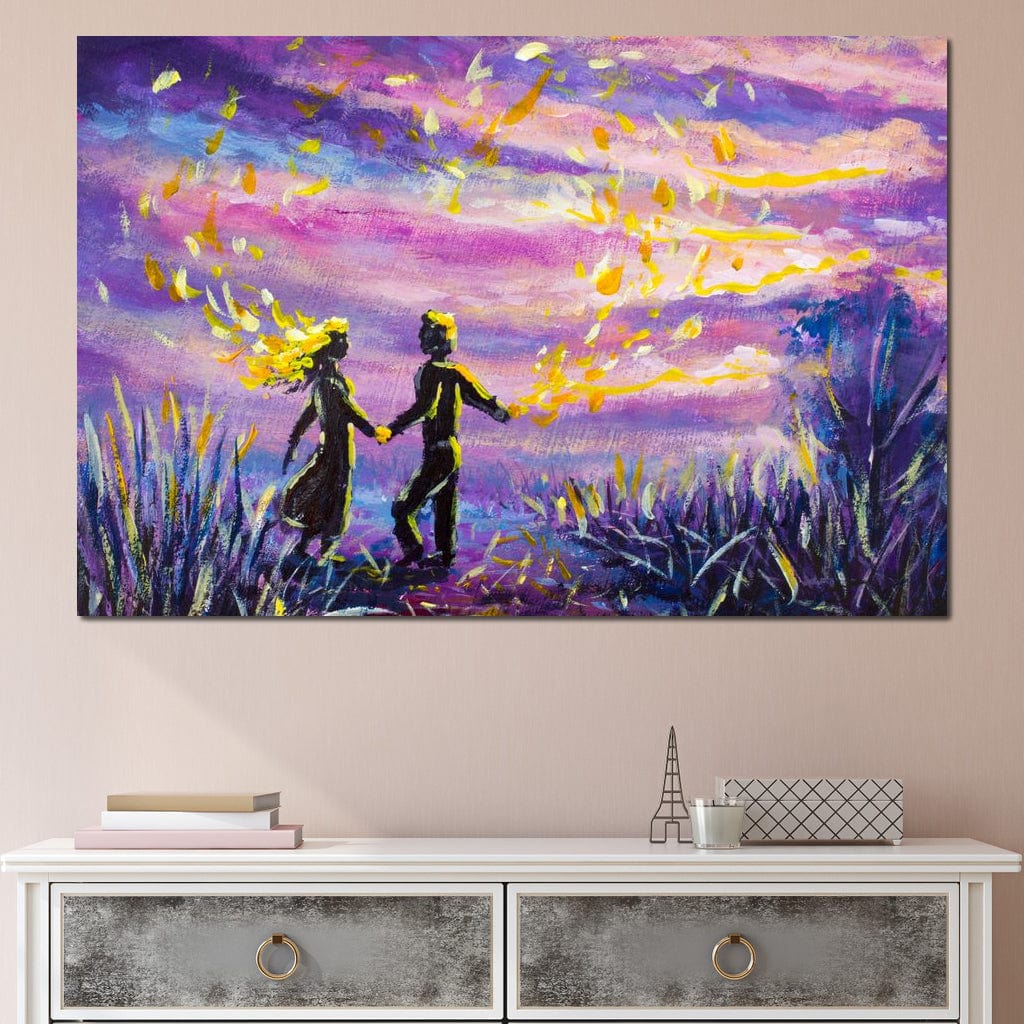 Tablou Canvas Premium LuxCanva® E1032, Mana in Mana Spre Infinit, Magie, Visare, Eternitate, Lila, Cuplu, Living Room, Culori vibrante