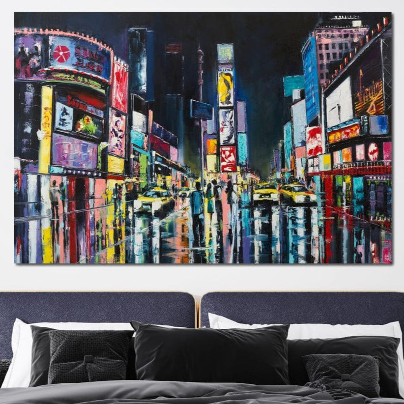Tablou Canvas Premium, LuxCanva® O1018, Simfonia Reclamelor, Lights, Times Square, Colorat, Nopti, Vibratie, Libertate, Urban, Cosmopolit, New York, Vacanta, America, Birou, Living, Dormitor
