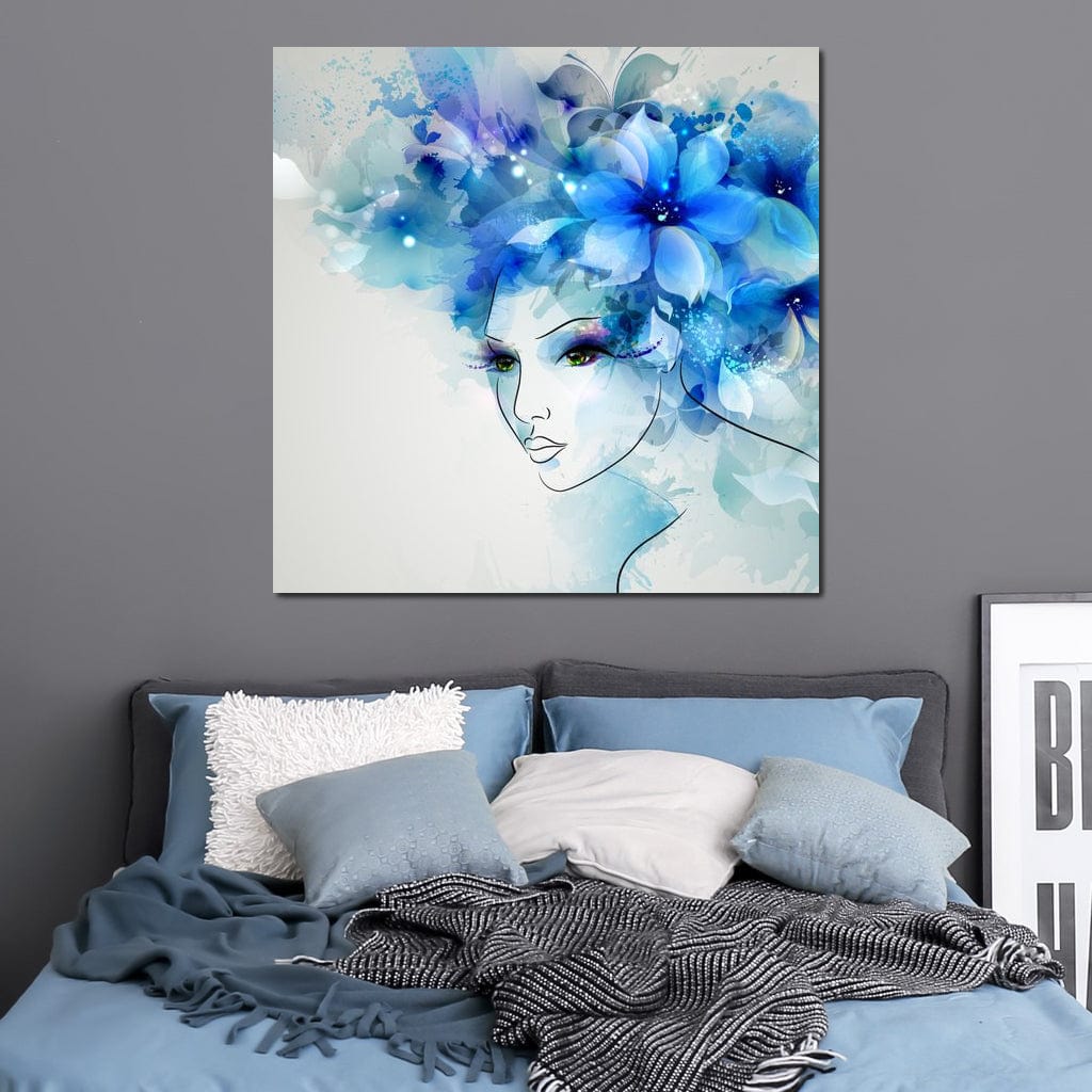 Tablou Canvas Premium, LuxCanva® G1082, Vis Albastru, Flori, Portret, Gratie, Nuanta, Rafinata, Delicatete, Podium, Fotomodel, Living, Dormitor