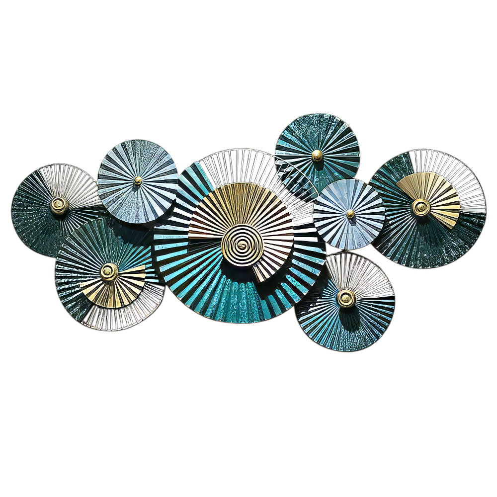 Decoratiune Metalica de Perete LuxCanva® EmeraldVanity A2018, din Metal, Orizontala, Verde, Auriu, Dimensiune Mare 134 x 67 cm