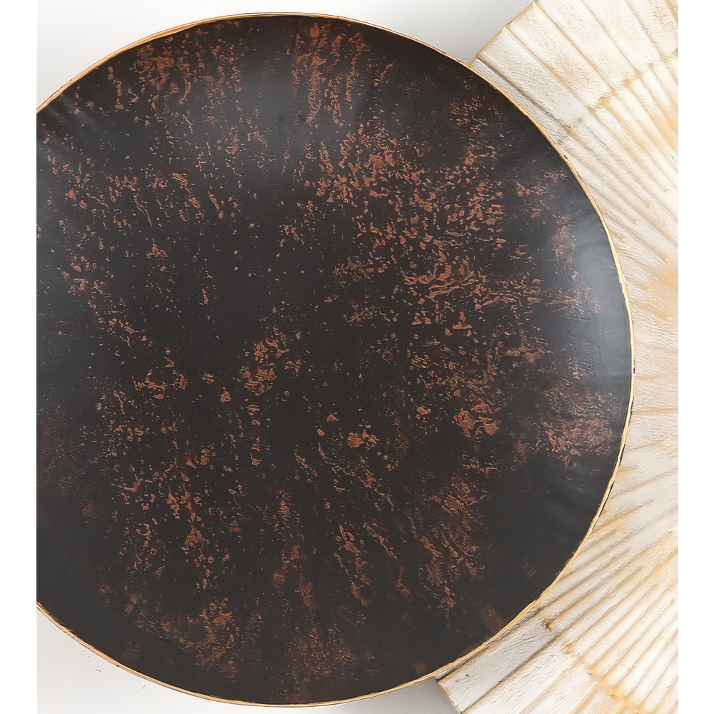 Set 2 Decoratiuni Metalice de Perete LuxCanva® Bronze Mirage A2284, din Metal, Orizontala, Negru, Auriu, Alb, Cupru, Dimensiune Mare 197 x 77 x 14 cm