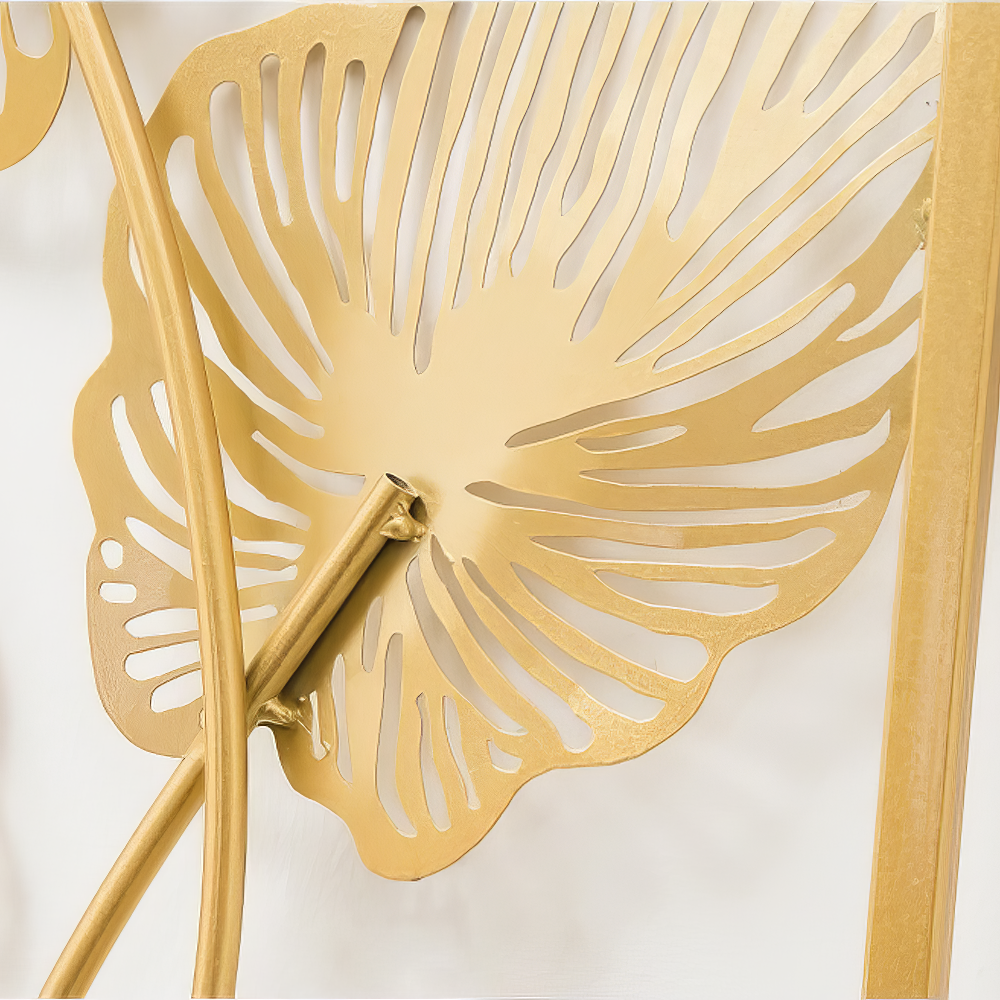 Decoratiune Metalica de Perete LuxCanva® Golden Leafs Contour A2923L, din Metal, Verticala, Auriu, Dimensiune Mare 30 × 85 × 3.5 cm