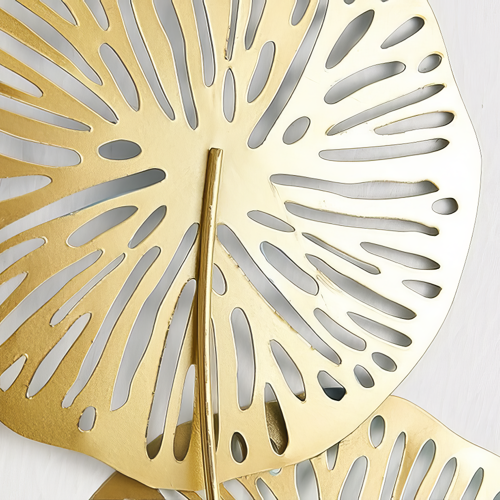 Decoratiune Metalica de Perete LuxCanva® BloomFrame A2920, din Metal, Verticala, Albastru, Auriu, Argintiu, 22 × 60 x 2 cm