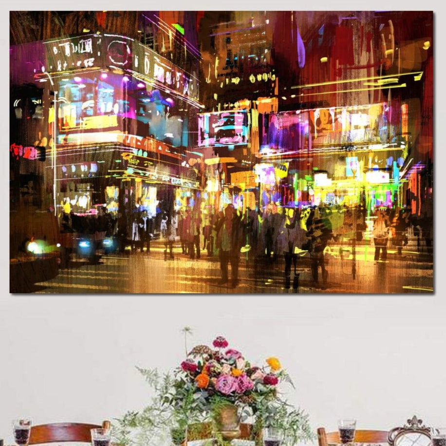 Tablou Canvas Premium, LuxCanva® O1023, Nopti Electrice, Exploziv, Stralucire, Oras, Strada, Univers, Colorit, Palpitant, Viteza, Reclame, Oameni, Plimbare, Carnaval, Neon, Birou, Living, Dormitor