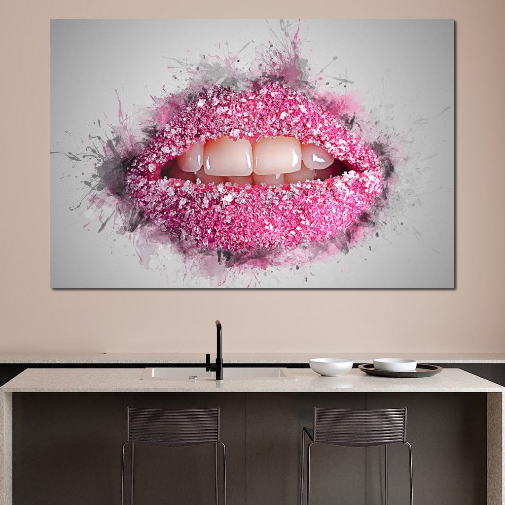 Tablou Canvas Premium LuxCanva® E1045, Dulceata Buzelor Roz, Sarut, Gust, Zahar, Deliciu, Aroma, Living Room, Culori vibrante