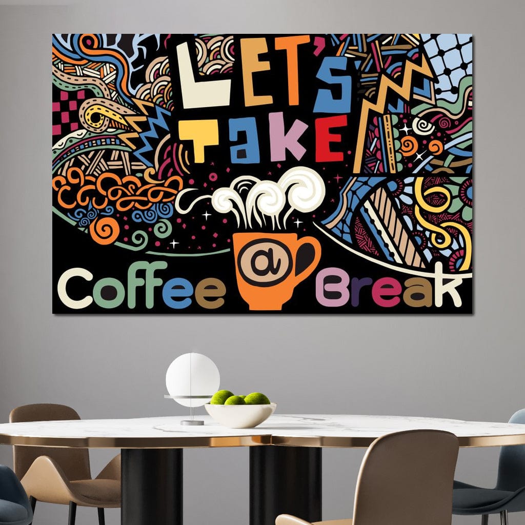 Tablou Canvas Premium LuxCanva® F1010, Pauza de Cafea ,  Energie, Aroma, Mireasma, Cafenea, Pauza, Socializare, Living, Birou, Culori vibrante