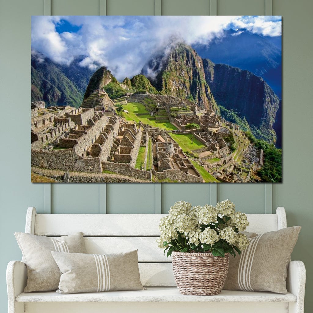 Tablou Canvas Premium, LuxCanva® O1048, Orasul Pierdut al Incasilor, Machu Picchu, Comoara, Anzi, Taram, Zei, Mosternire, Cetate, Nori, Soare, Mister, Peru, Munti, Ruina, Birou, Living, Dormitor