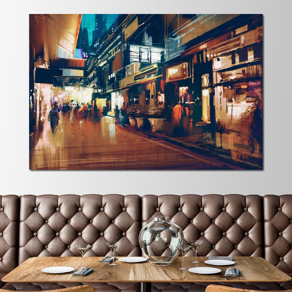 Tablou Canvas Premium, LuxCanva® O1020, Aleile Vietii, Vibrant, Dinamic, Cald, Animat, Contemporan, Electric, Pictural, Nocturn, Apus, Oras, Bulevard, Cartier, Stralucire, Birou, Living, Dormitor