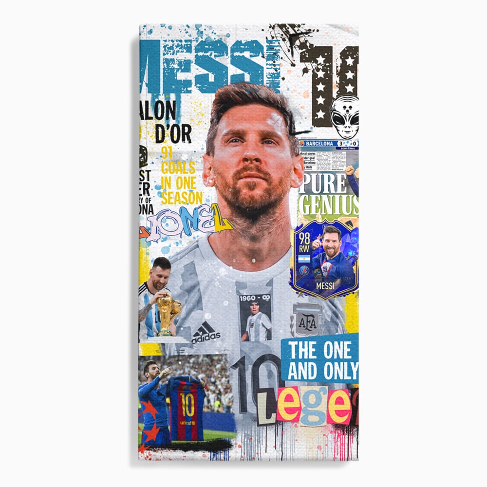 Tablou canvas cu tablou canvas cu lionel messi, fara rama, pe sasiu de lemn